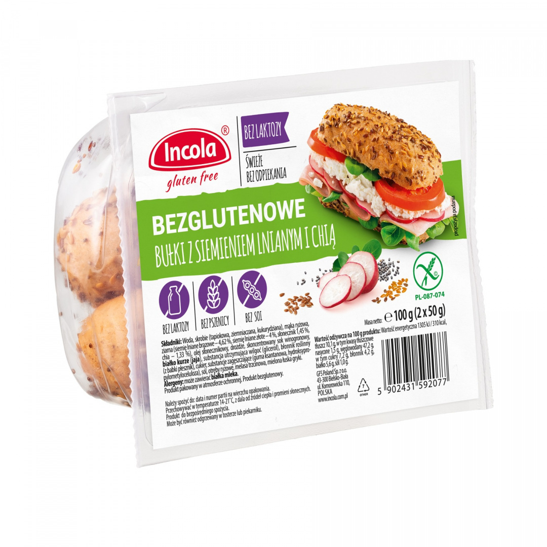 Bezglutenowe bułki siemieniem lnianym chia Incola. Bezglutenowe bułki siemieniem lnianym chia Incola.