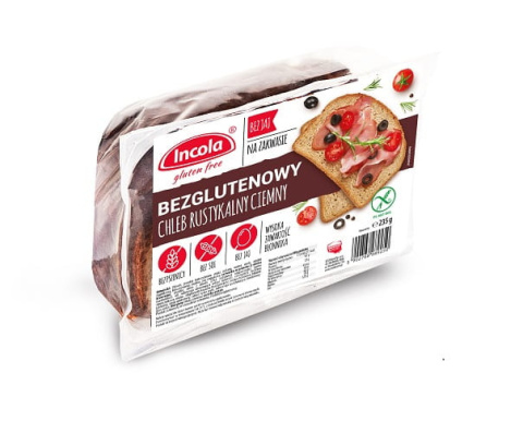 Chleb bezglutenowy rustykalny ciemny 235 g Incola. Chleb bezglutenowy rustykalny ciemny 235 g Incola.