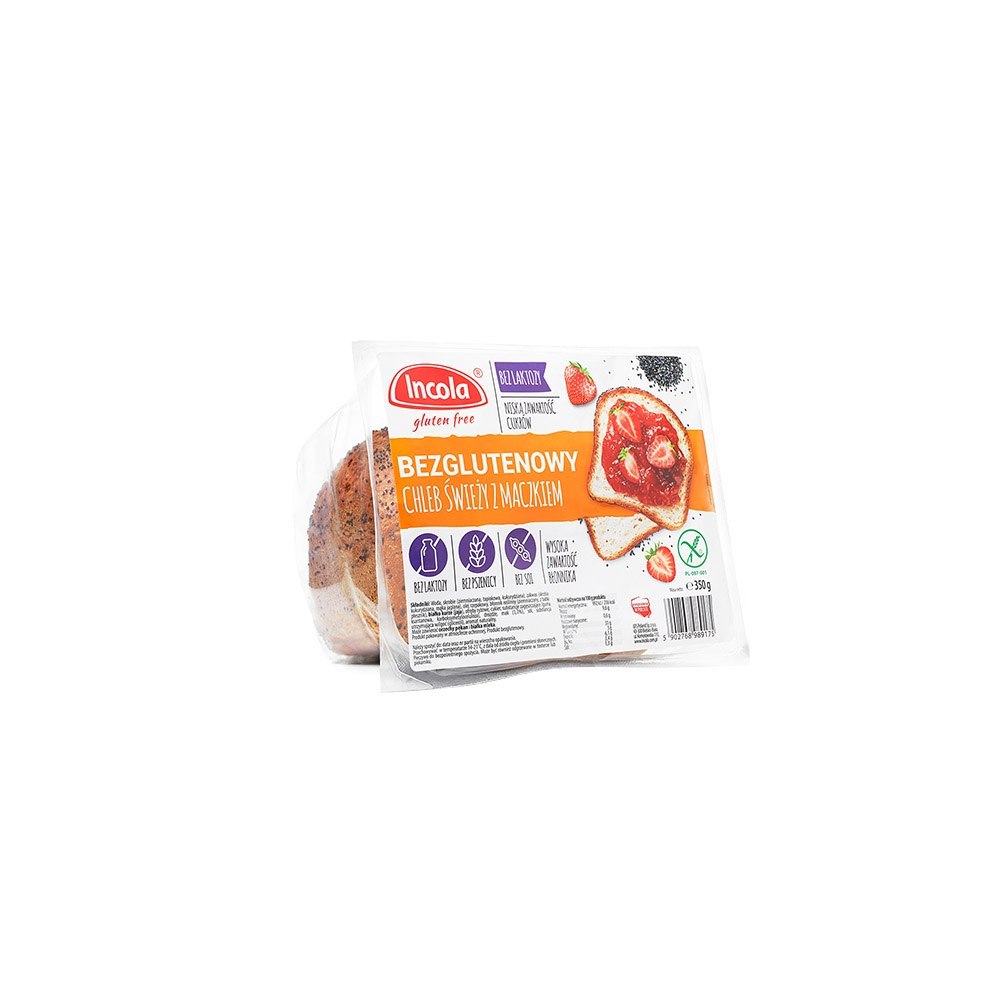 Chleb świeży z maczkiem bezglutenowy i bez laktozy 350 g Incola Chleb świeży z maczkiem bezglutenowy i bez laktozy 350 g Incola