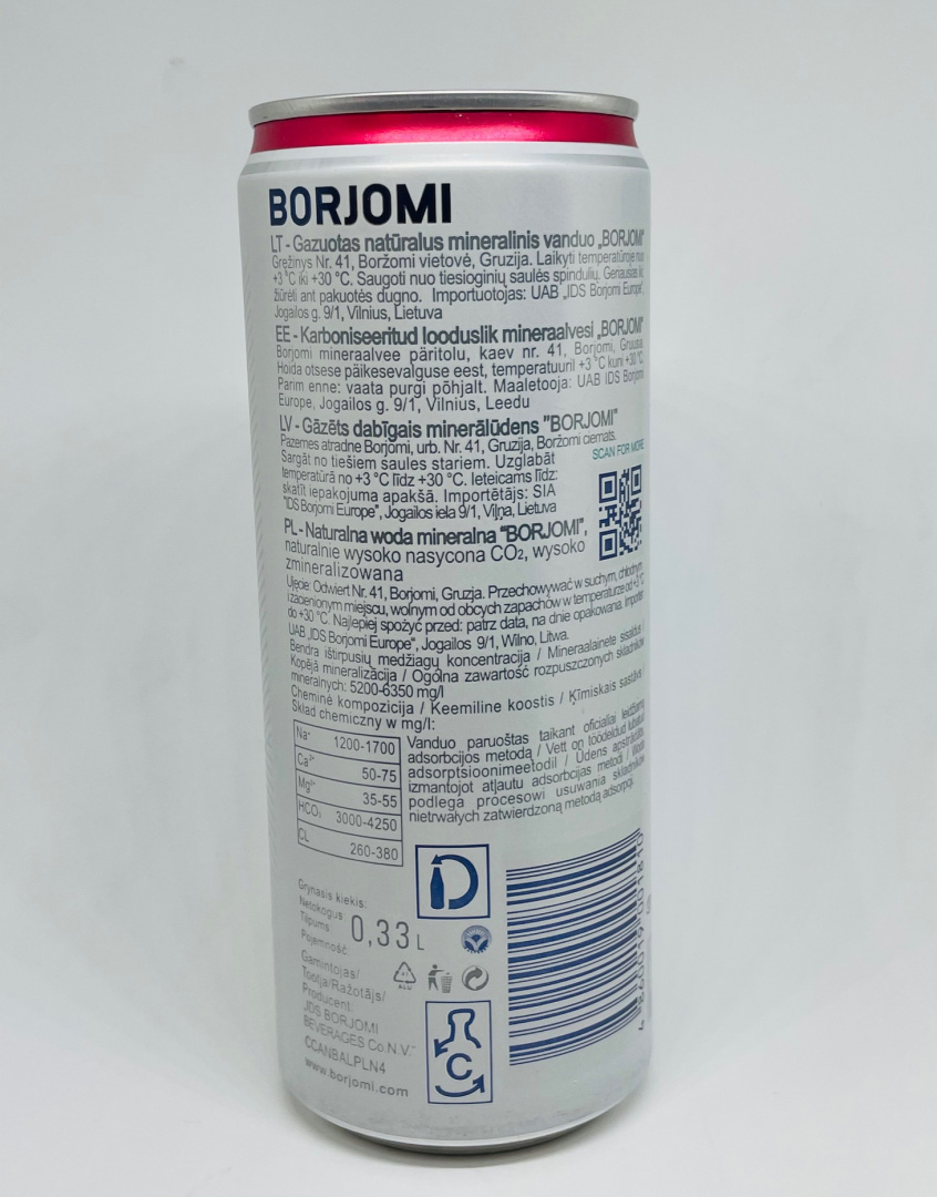 Woda mineralna CAN 0,33 ml 12 szt. Borjomi Puszka Woda mineralna CAN 0,33 ml 12 szt. Borjomi Puszka