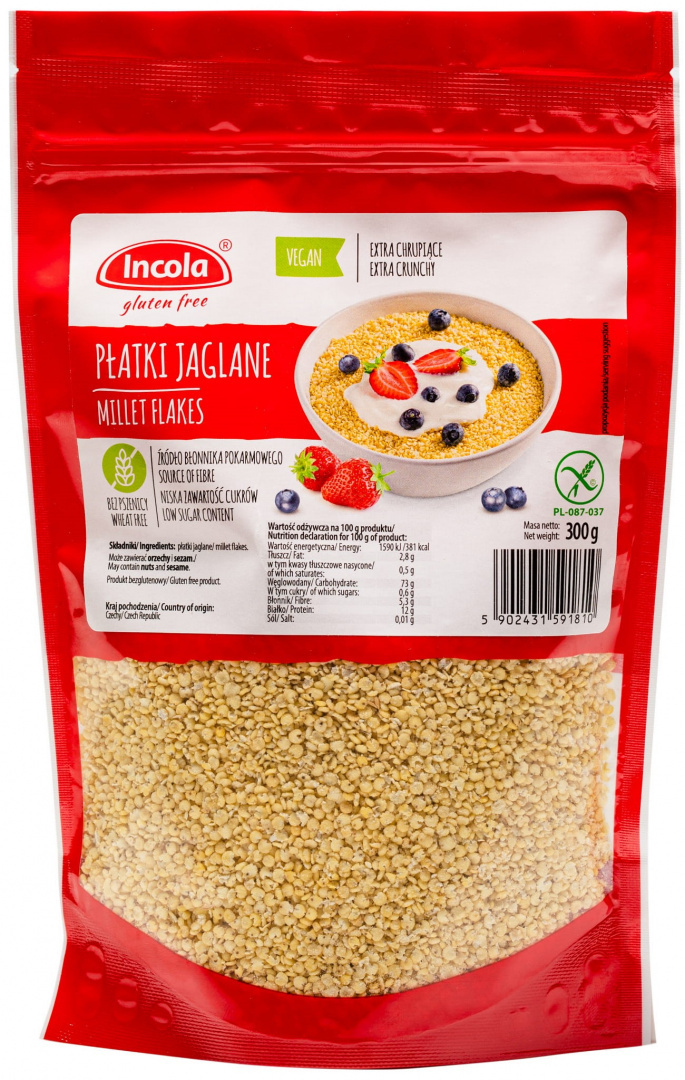 Płatki jaglane bezglutenowe 300g Incola. Płatki jaglane bezglutenowe 300g Incola.