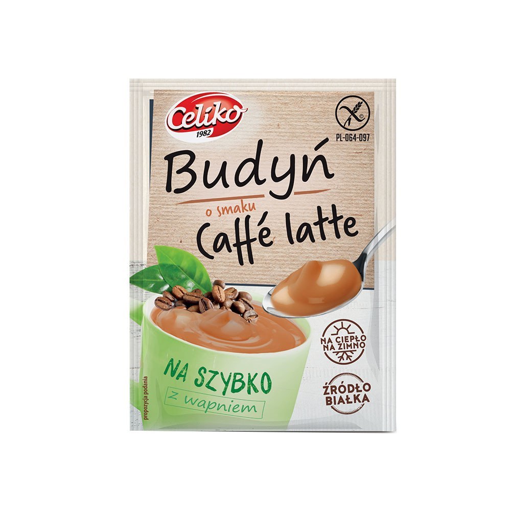 Budyń na szybko o smaku Caffe latte z wapniem 37 g Celiko. Budyń na szybko o smaku Caffe latte z wapniem 37 g Celiko.