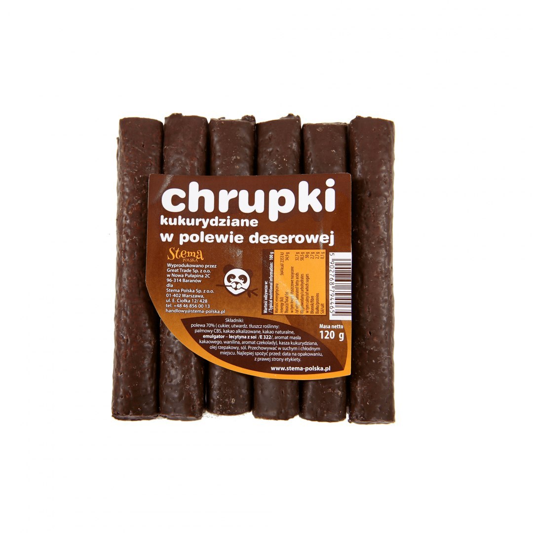 Chrupki kukurydziane w polewie czekoladowo-deserowej 120 g Stema. Chrupki kukurydziane w polewie czekoladowo-deserowej 120 g Stema.