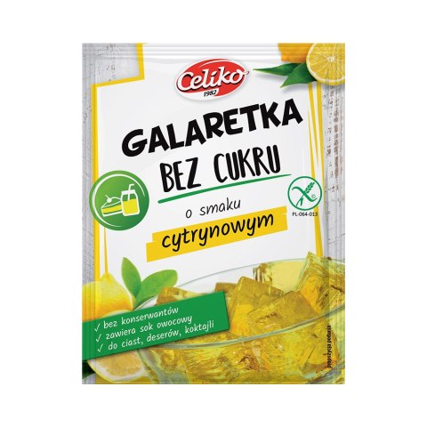 Galaretka bez cukru o smaku cytrynowym 14 g Celiko. Galaretka bez cukru o smaku cytrynowym 14 g Celiko.