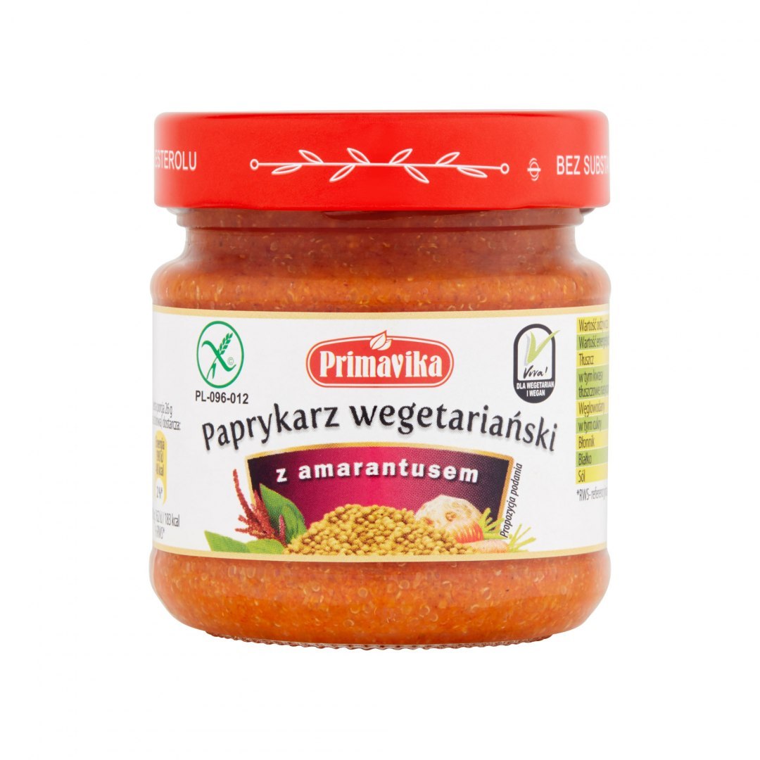Paprykarz wegetariański z amarantusem 160 g Primavika. Paprykarz wegetariański z amarantusem 160 g Primavika.
