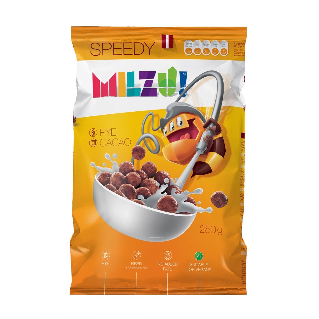 Płatki żytnie kulki kakaowe Zwinność 250 g Milzu.