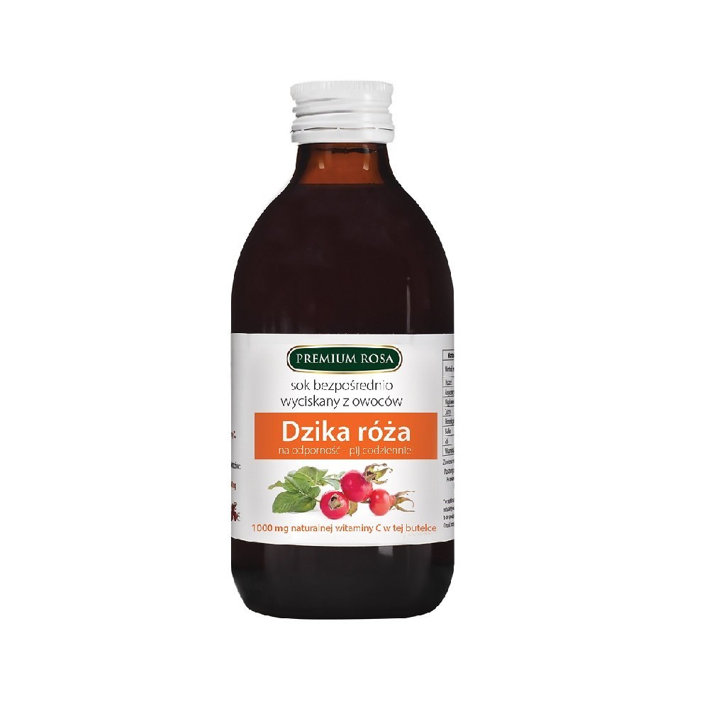 Sok z owoców dzikiej róży 250 ml Premium Rosa. Sok z owoców dzikiej róży 250 ml Premium Rosa.