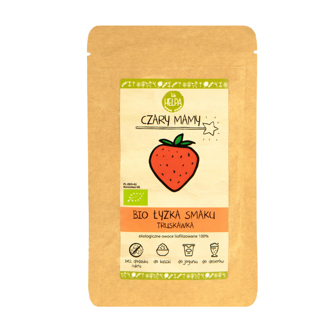 BIO ŁYŻKA SMAKU TRUSKAWKA 40g - HELPA. BIO ŁYŻKA SMAKU TRUSKAWKA 40g - HELPA.