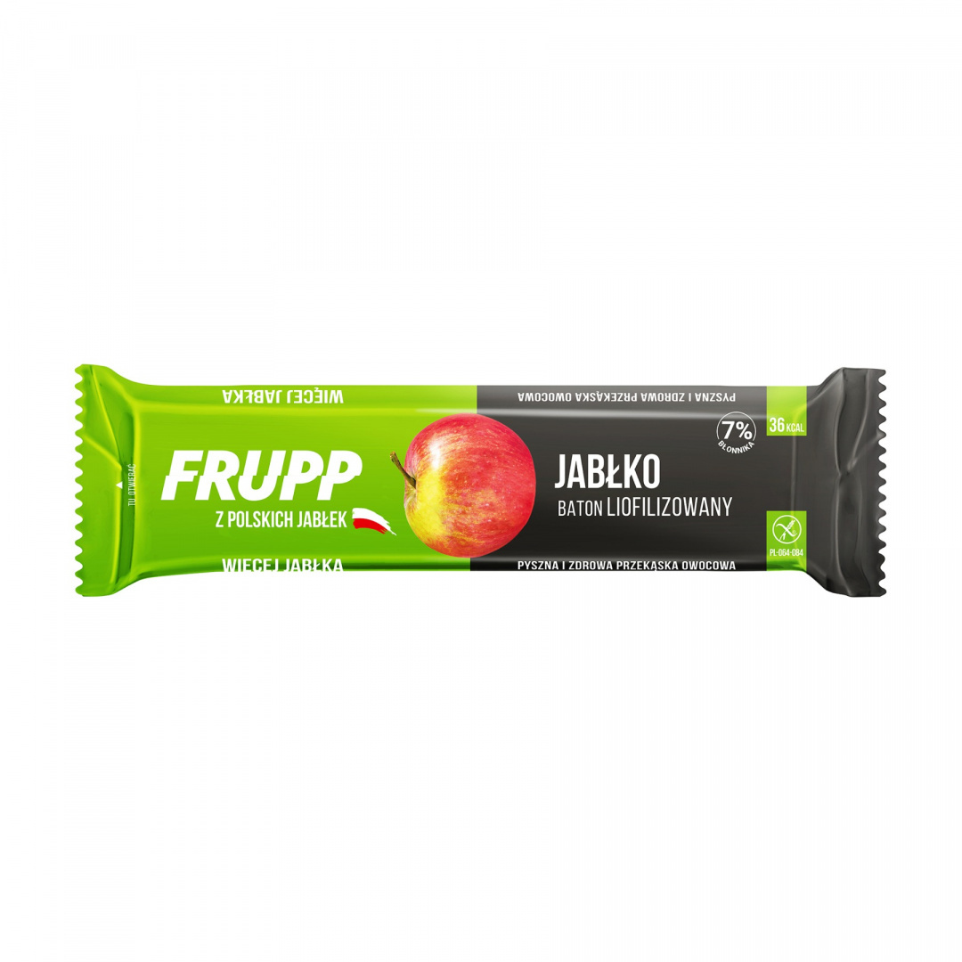 Baton liofilizowany z polskich jabłek bezglutenowy 10 g. Frupp Baton liofilizowany z polskich jabłek bezglutenowy 10 g. Frupp