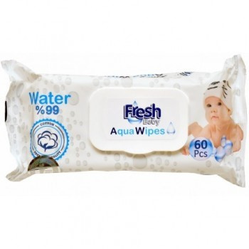 Fresh Baby, Aqua Wipes - Chusteczki nawilżane wodą 60szt..