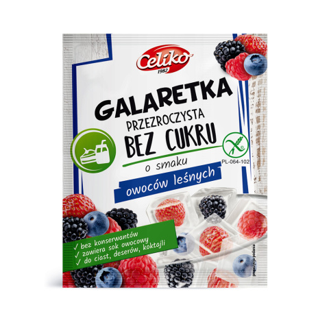 Galaretka przezroczysta bez cukru z owoców leśnych 14 g. Galaretka przezroczysta bez cukru z owoców leśnych 14 g.