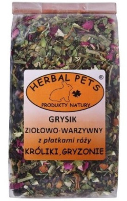 Grysik ziołowo-warzywny z płatkami róży 100g. Herbal Pets.