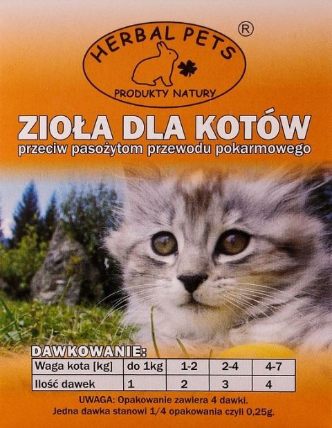 Zioła przeciwko pasożytom Kot 2g. Herbal Pets. Zioła przeciwko pasożytom Kot 2g. Herbal Pets.
