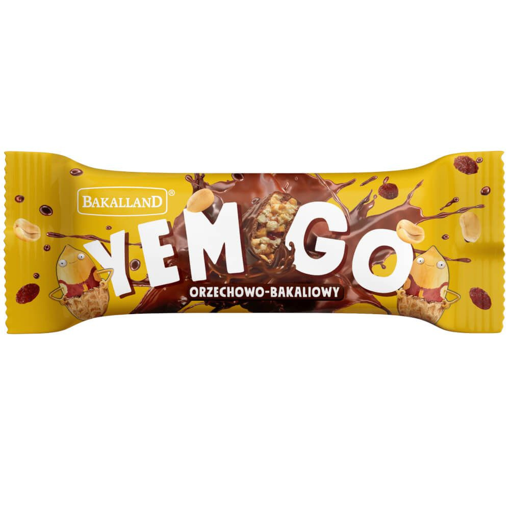 Baton Yem Go Orzechowo Bakaliowy w Czekoladzie 40g Bakalland Baton Yem Go Orzechowo Bakaliowy w Czekoladzie 40g Bakalland