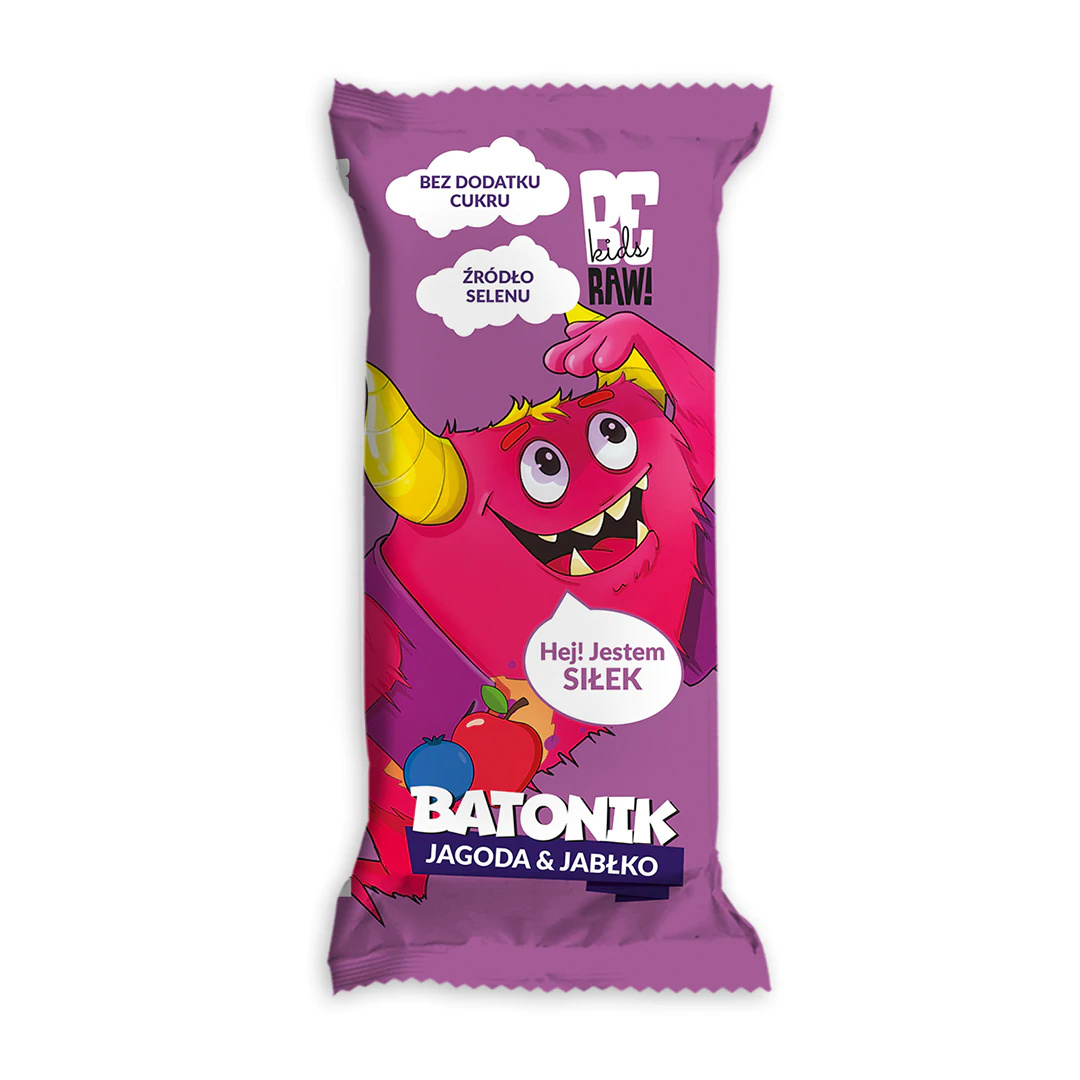 BeRAW Kids Baton Jagoda Jabłko 25g Purella BeRAW Kids Baton Jagoda Jabłko 25g Purella