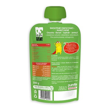 BeRAW Kids Smoothie Gruszka Banan Szpinak 100g BeRAW Kids Smoothie Gruszka Banan Szpinak 100g