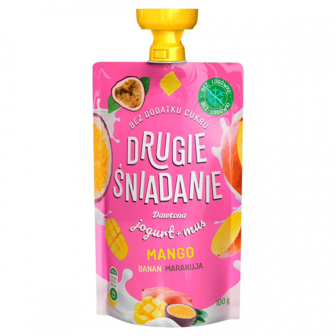 DAWTONA Drugie śniadanie Jogurt + mus mango banan marakuja 100 g DAWTONA Drugie śniadanie Jogurt + mus mango banan marakuja 100 g