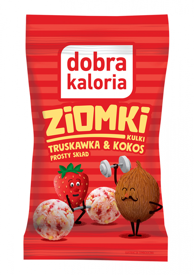 DOBRA KALORIA KULKI ZIOMKI TRUSKAWKA & KOKOS - 24 G DOBRA KALORIA KULKI ZIOMKI TRUSKAWKA & KOKOS - 24 G