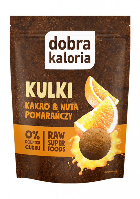 Dobra Kaloria Kulki kakao & nuta pomarańczy Raw Superfoods 65g Dobra Kaloria Kulki kakao & nuta pomarańczy Raw Superfoods 65g