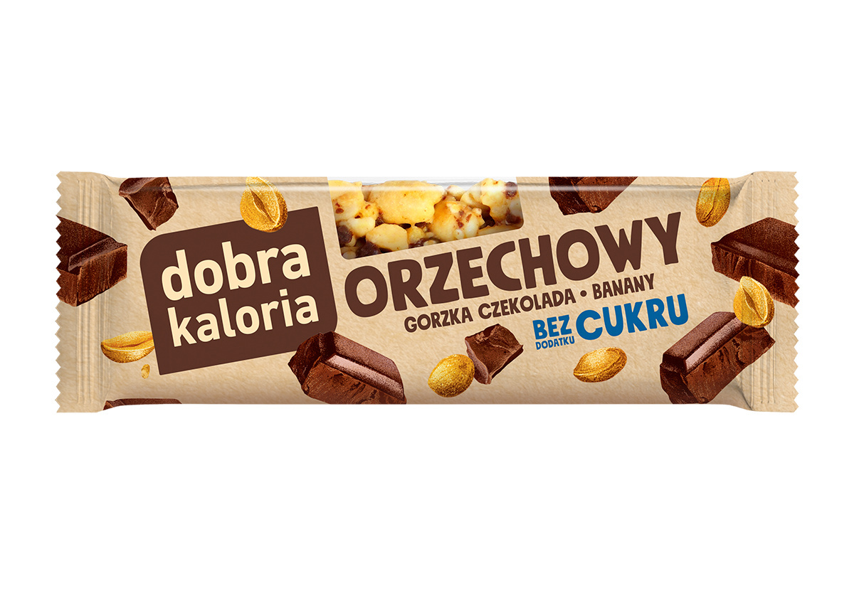 Dobra Kaloria baton orzechowy - gorzka czekolada banany 30g Dobra Kaloria baton orzechowy - gorzka czekolada banany 30g