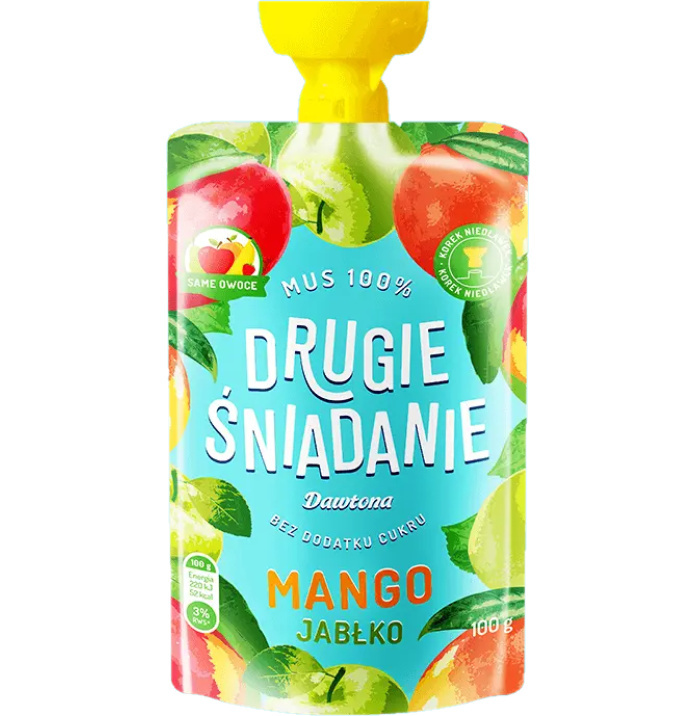 Drugie śniadanie Mus 100% Mango Jabłko 100 g Dawtona Drugie śniadanie Mus 100% Mango Jabłko 100 g Dawtona