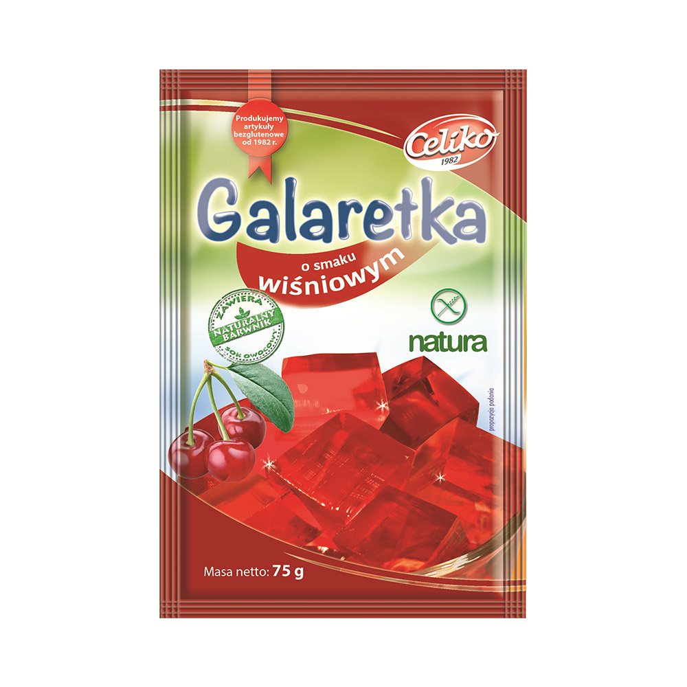 Galaretka o smaku wiśniowym bezglutenowa 75 g Celiko Galaretka o smaku wiśniowym bezglutenowa 75 g Celiko
