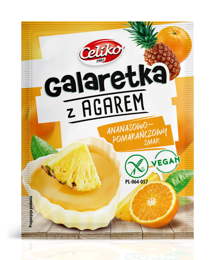 Galaretka z agarem o smaku Ananasowo-pomarańczowym 45g Galaretka z agarem o smaku Ananasowo-pomarańczowym 45g