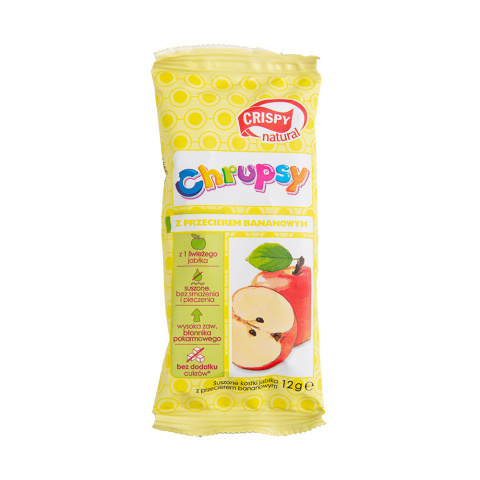 Jabłko z przecierem bananowym / kostka Naturalne suszone chipsy CRISPY NATURAL 12g Jabłko z przecierem bananowym / kostka Naturalne suszone chipsy CRISPY NATURAL 12g