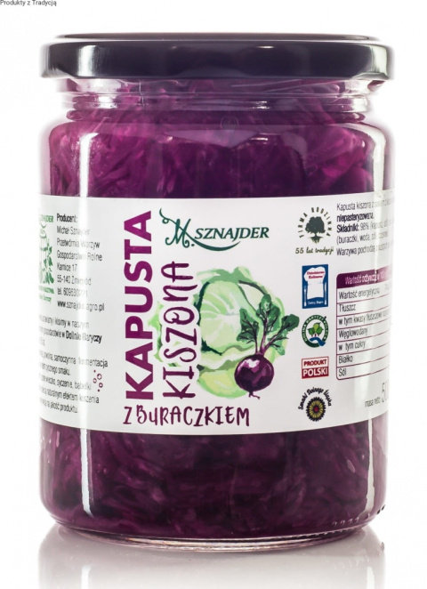 Kapusta kiszona z sokiem buraka 500g M. Sznajder Kapusta kiszona z sokiem buraka 500g M. Sznajder