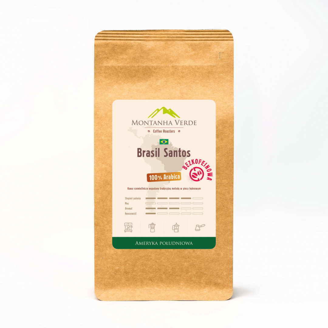 Kawa ziarnista Brasil Santos - BEZKOFEINOWA 1000g/1kg Montanha Verde Kawa ziarnista Brasil Santos - BEZKOFEINOWA 1000g/1kg Montanha Verde