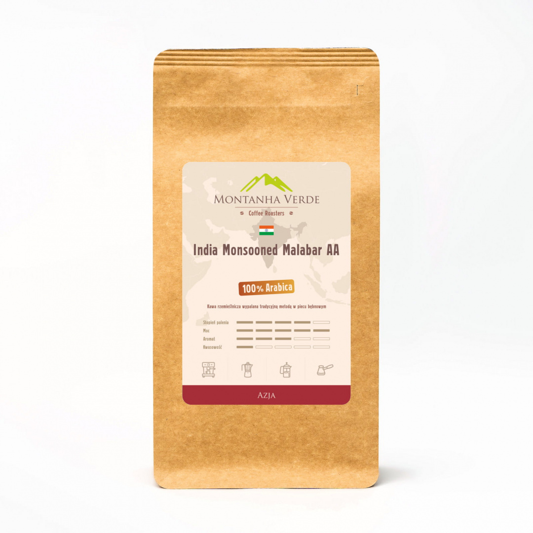 Kawa ziarnista India Monsooned Malabar AA 1000g/1kg Montanha Verde Kawa ziarnista India Monsooned Malabar AA 1000g/1kg Montanha Verde