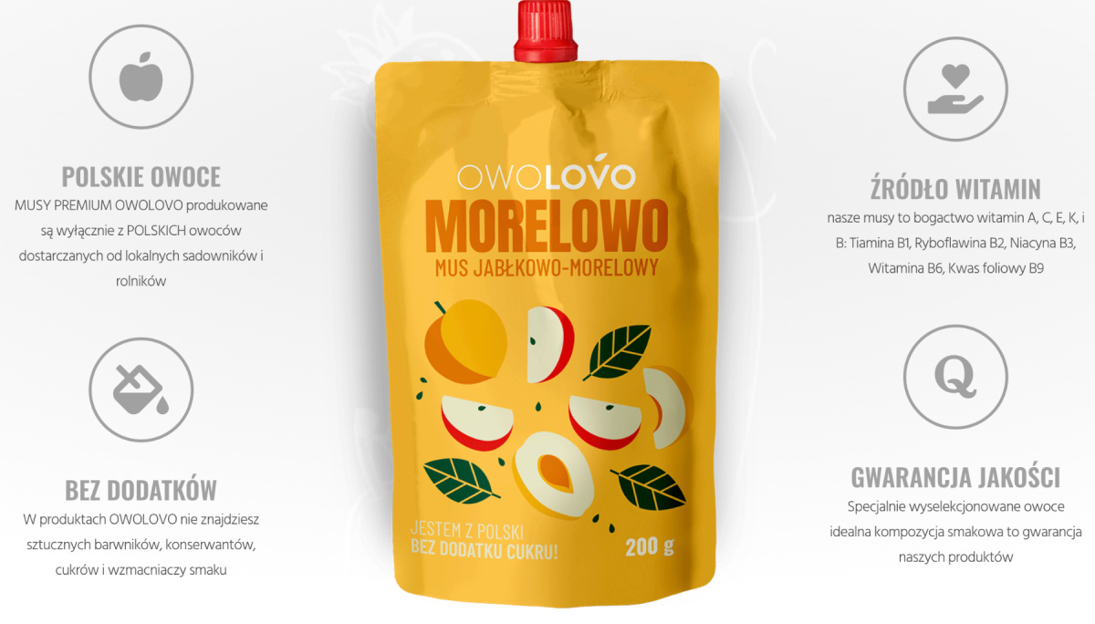 OWOLOVO MORELOWO MUS JABŁKOWO – MORELOWY 200g OWOLOVO MORELOWO MUS JABŁKOWO – MORELOWY 200g