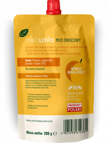 OWOLOVO MORELOWO MUS JABŁKOWO – MORELOWY 200g OWOLOVO MORELOWO MUS JABŁKOWO – MORELOWY 200g