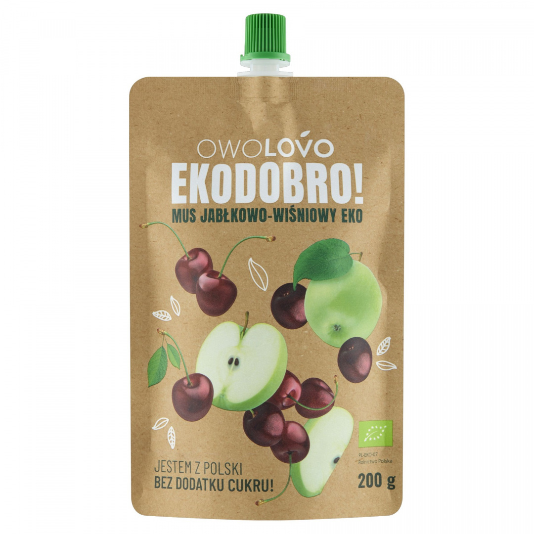 OWOLOVO Mus jabłkowo-wiśniowy Ekodobro 200 g Bio