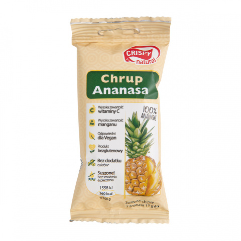 Ananas Naturalne suszone chipsy CRISPY NATURAL 15g Ananas Naturalne suszone chipsy CRISPY NATURAL 15g