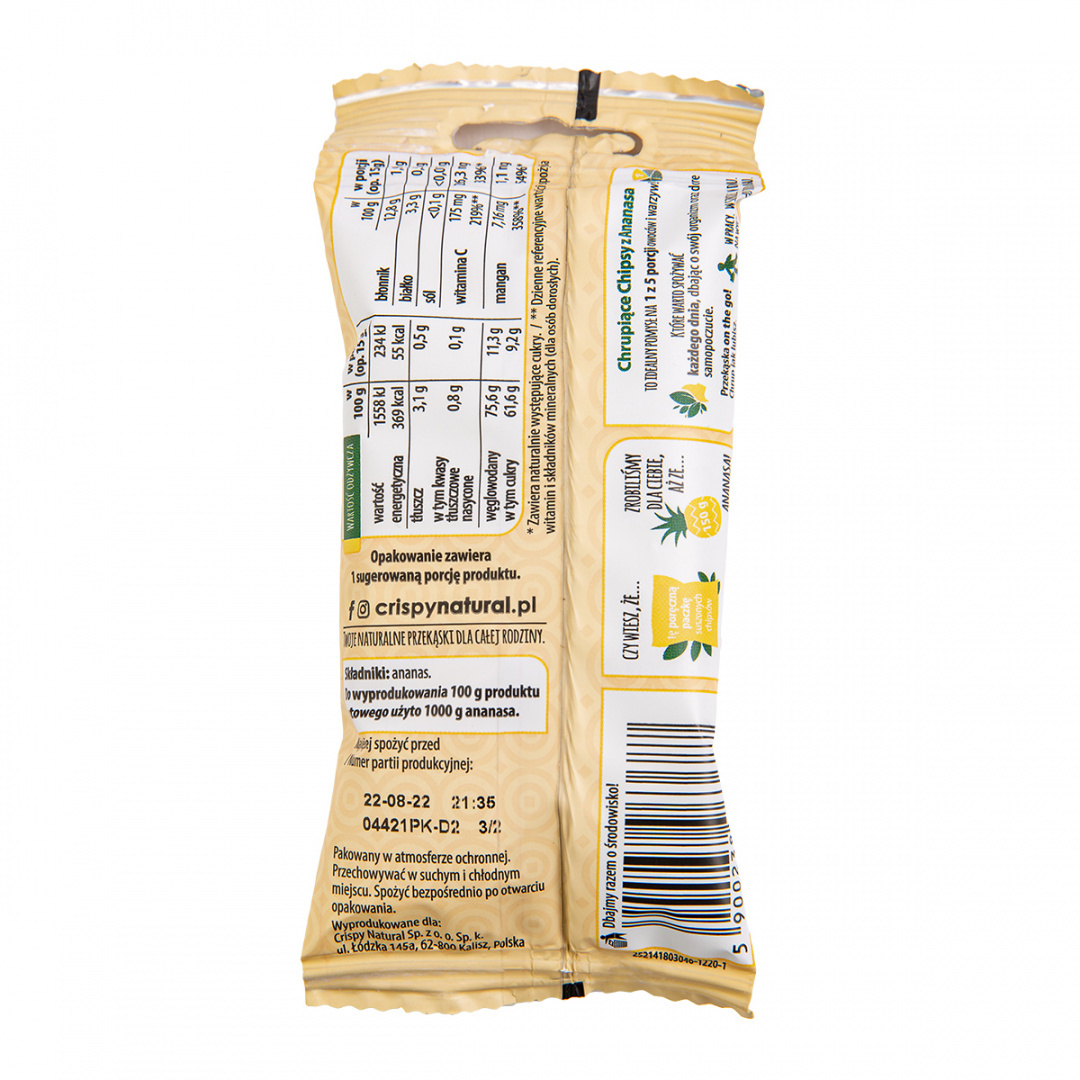 Ananas Naturalne suszone chipsy CRISPY NATURAL 15g Ananas Naturalne suszone chipsy CRISPY NATURAL 15g