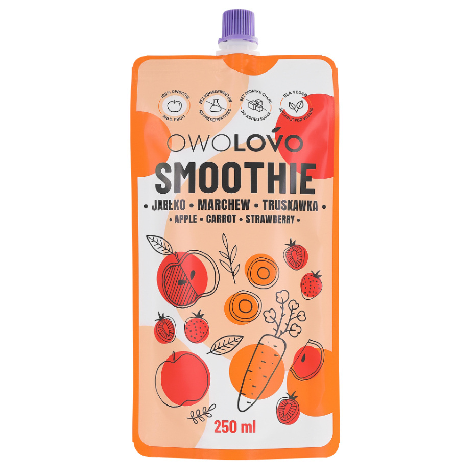 SMOOTHIE MARCHEW – TRUSKAWKA 250ml OWOLOVO SMOOTHIE MARCHEW – TRUSKAWKA 250ml OWOLOVO