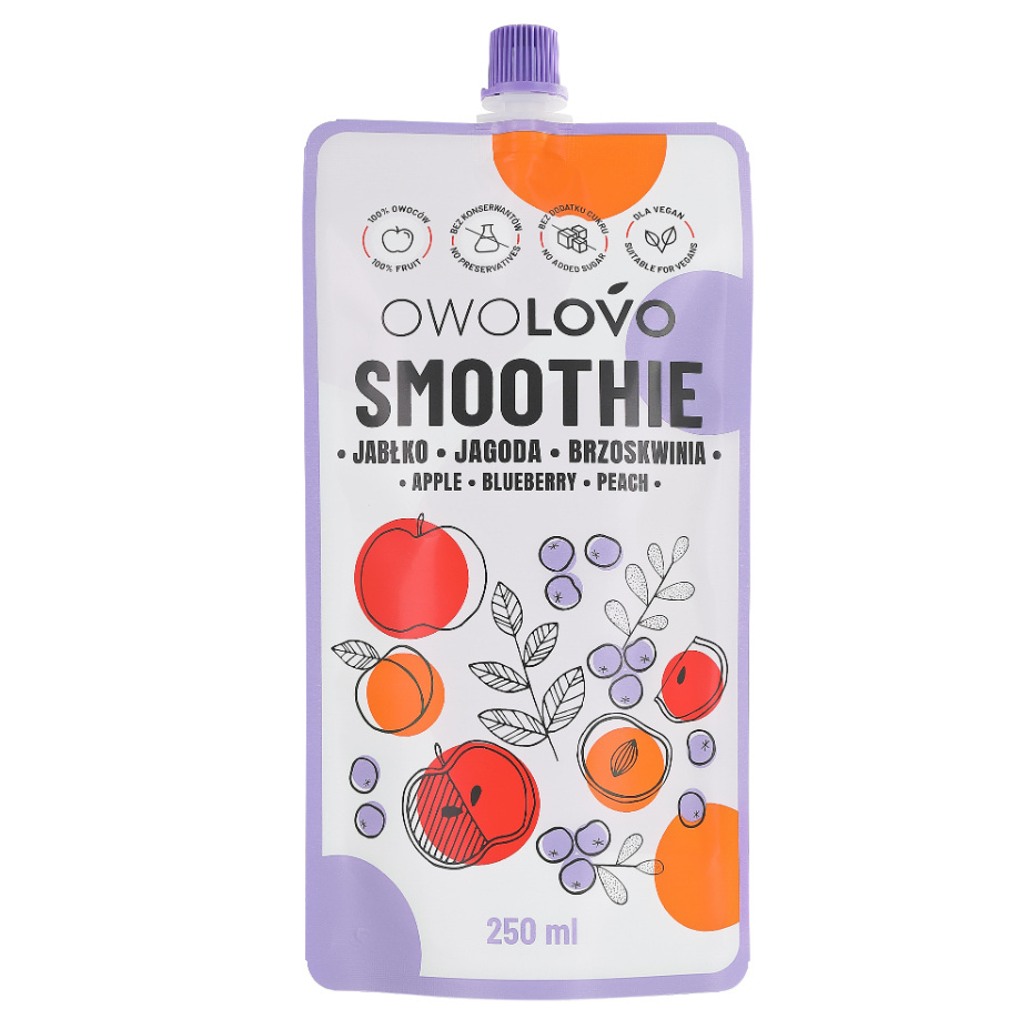SMOOTHIE JAGODA – BRZOSKWINIA 250ml OWOLOVO SMOOTHIE JAGODA – BRZOSKWINIA 250ml OWOLOVO