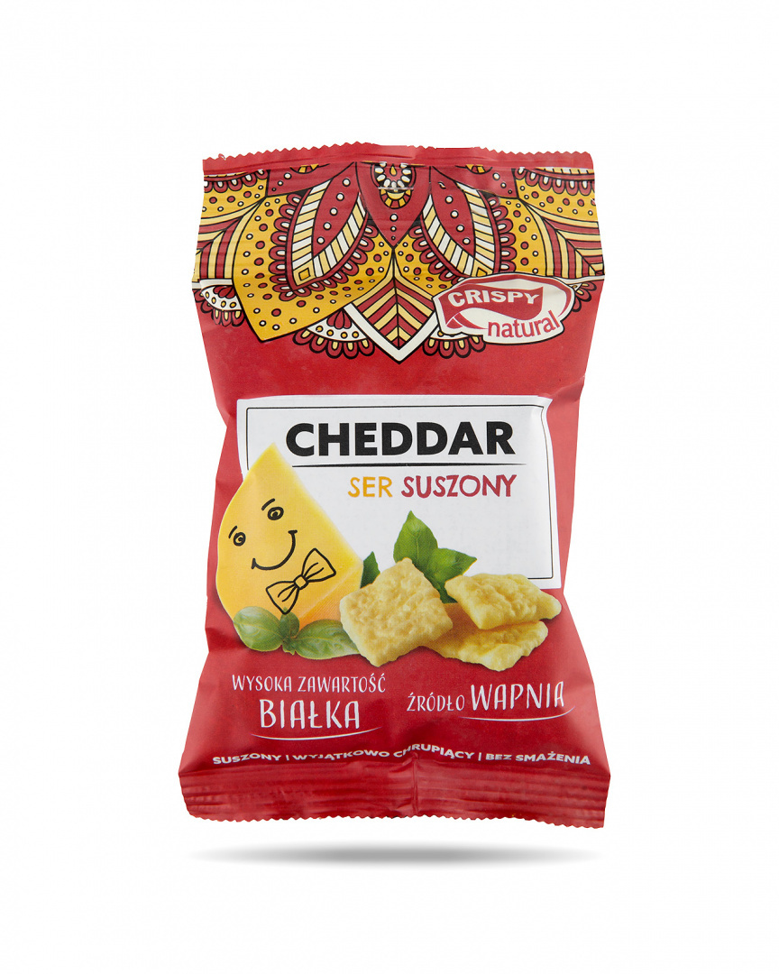 Ser Cheddar Naturalne suszone chipsy CRISPY NATURAL 15g Ser Cheddar Naturalne suszone chipsy CRISPY NATURAL 15g