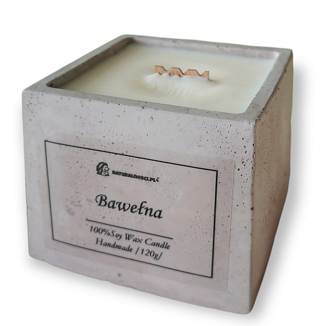 Świeca sojowa w betonie dekoracyjnym 120g - Bawełna Świeca sojowa w betonie dekoracyjnym 120g - Bawełna