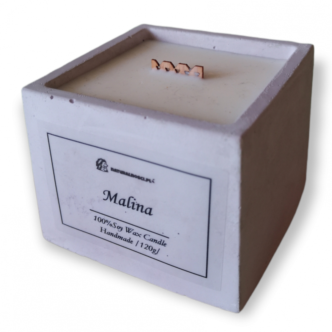 Świeca sojowa w betonie dekoracyjnym 120g - Malina Świeca sojowa w betonie dekoracyjnym 120g - Malina