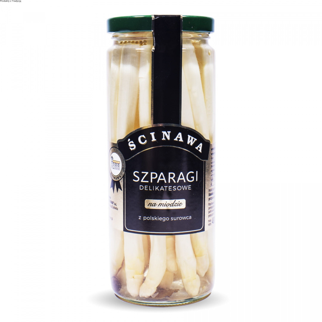 Szparagi delikatesowe białe w zalewie miodowej 230g ŚCIGAWA Szparagi delikatesowe białe w zalewie miodowej 230g ŚCIGAWA