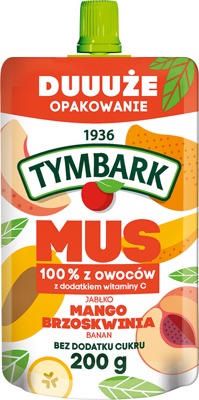 TYMBARK MUS 100% Z OWOCÓW Z DODATKIEM WITAMINY C 200G TYMBARK MUS 100% Z OWOCÓW Z DODATKIEM WITAMINY C 200G