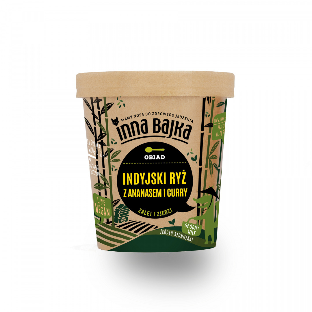 Indyjski Brązowy Ryż z Ananasem i Curry 55 g Inna Bajka Indyjski Brązowy Ryż z Ananasem i Curry 55 g Inna Bajka