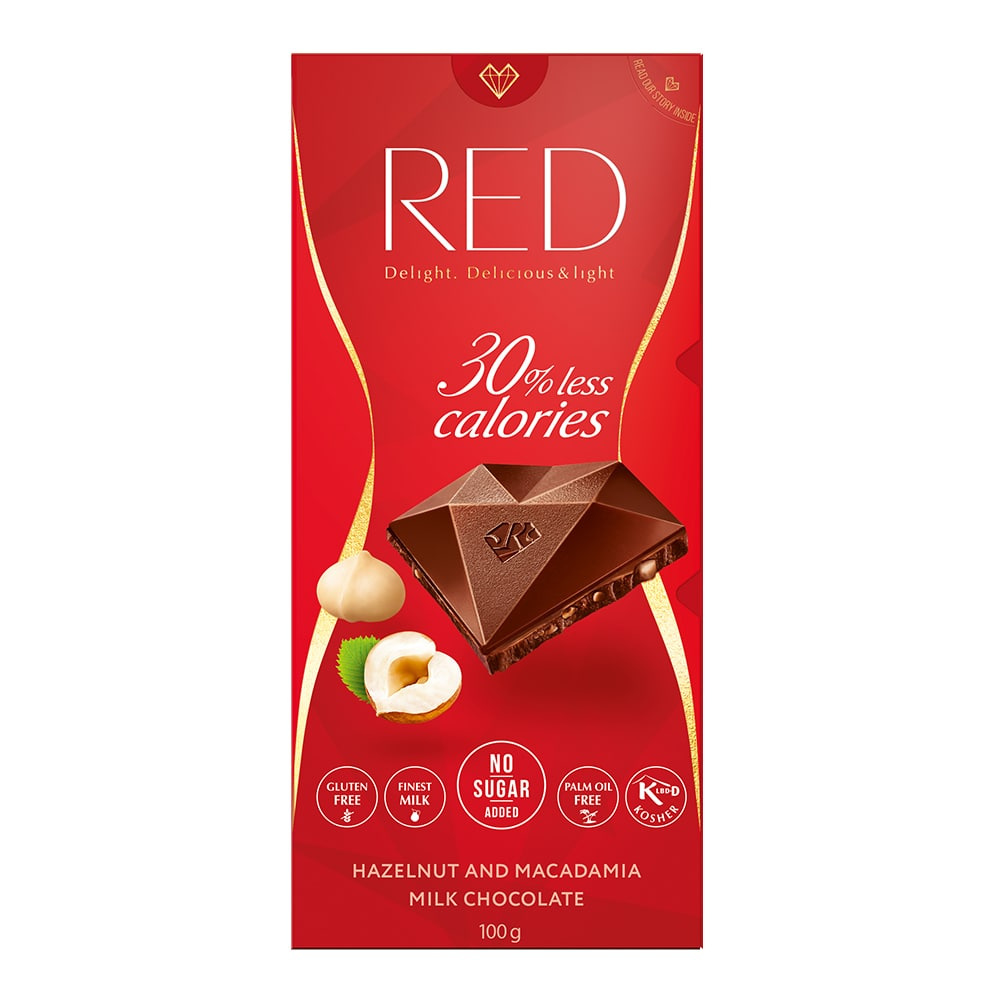 Czekolada RED mleczna bez cukru z orzechami 100 g Czekolada RED mleczna bez cukru z orzechami 100 g