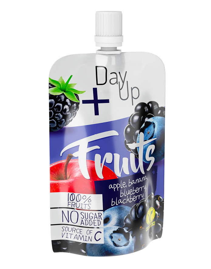 DAY UP FRUITS BLUEBERRY Purée jabłkowe z bananem borówką amerykańską i jeżyną 100g DAY UP FRUITS BLUEBERRY Purée jabłkowe z bananem borówką amerykańską i jeżyną 100g