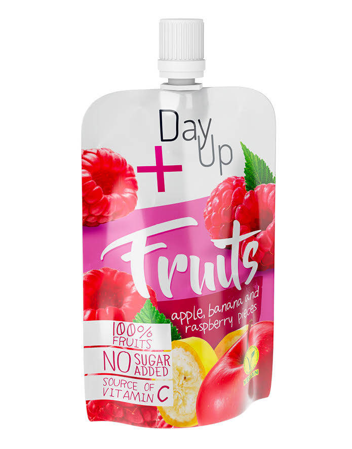 DAY UP FRUITS RASPBERRY Purée jabłkowe z malinami i bananami 100g DAY UP FRUITS RASPBERRY Purée jabłkowe z malinami i bananami 100g