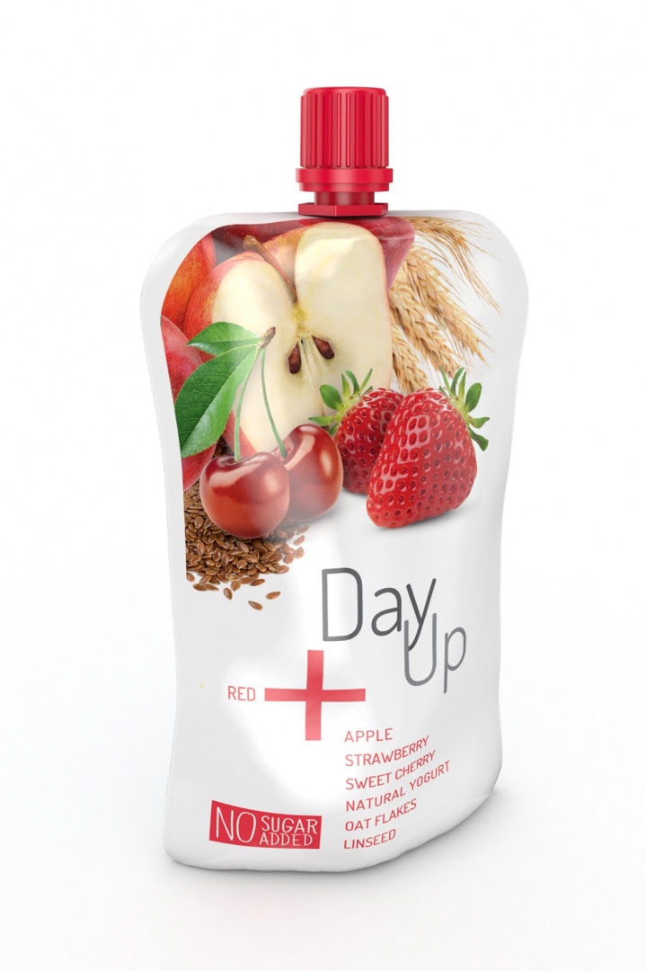 DayUp REDPuree jabłkowe z jogurtem naturalnym truskawką czereśnią i płatkami 120g DayUp REDPuree jabłkowe z jogurtem naturalnym truskawką czereśnią i płatkami 120g