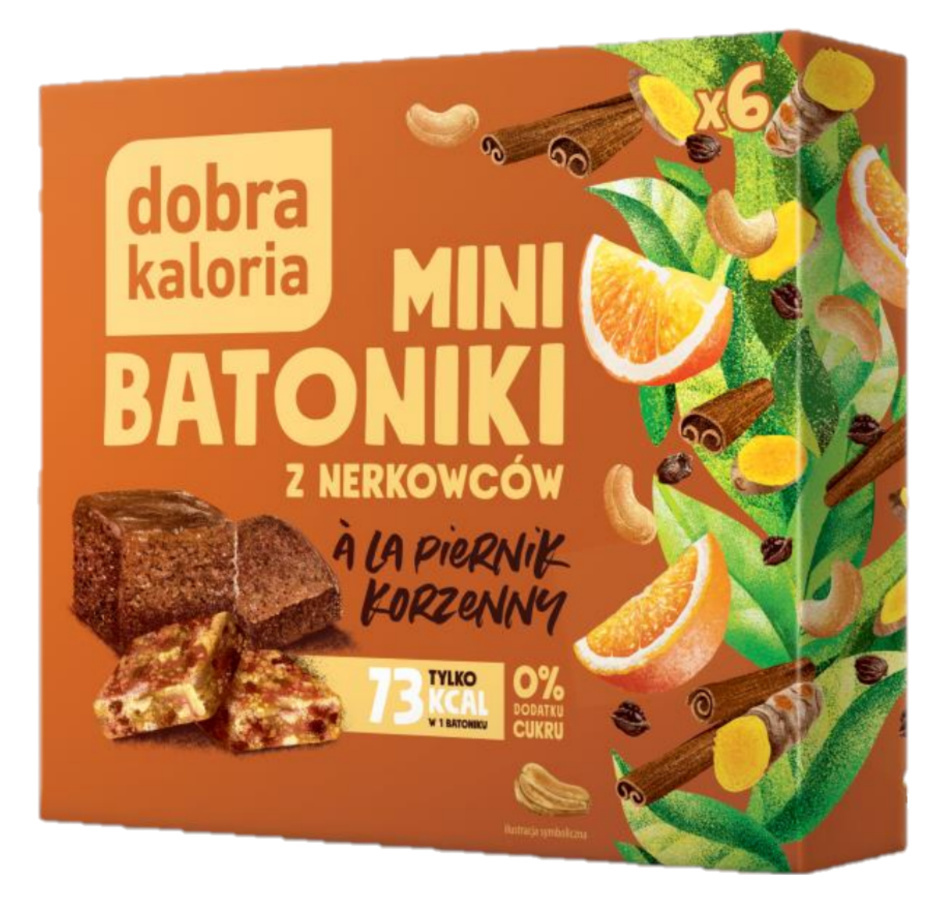 Dobra Kaloria mini batonik z nerkowców ala piernik korzenny 102g Dobra Kaloria mini batonik z nerkowców ala piernik korzenny 102g