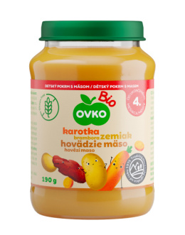 OVKO Ekologiczny obiadek BIO marchew z ziemniakami i mięsem wołowym 190g